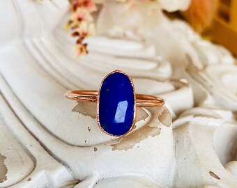 Bague en cuivre et lapis lazuli à facettes Taille 53 FR J29