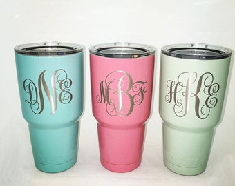 Custom Monogrammed YETI tumbler also available in Polar Camel and our Brandless