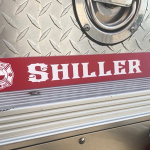 Firefighter gear locker name plate
