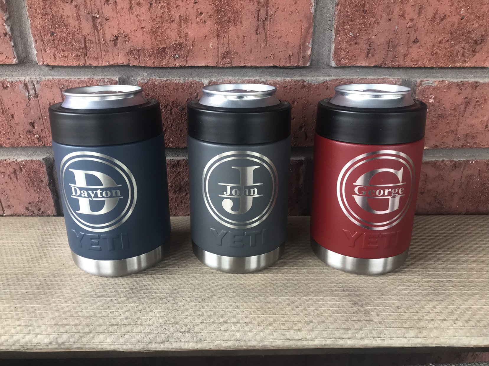 Pre-Coated YETI 12oz Colster with laser engraved monogram or image