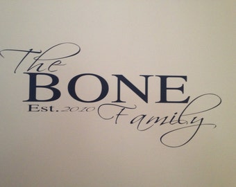 Family Name Established Decal