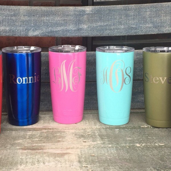 20 oz laser engraved and Powder Coated YETI,Polar Camel. Great for wedding party gifts