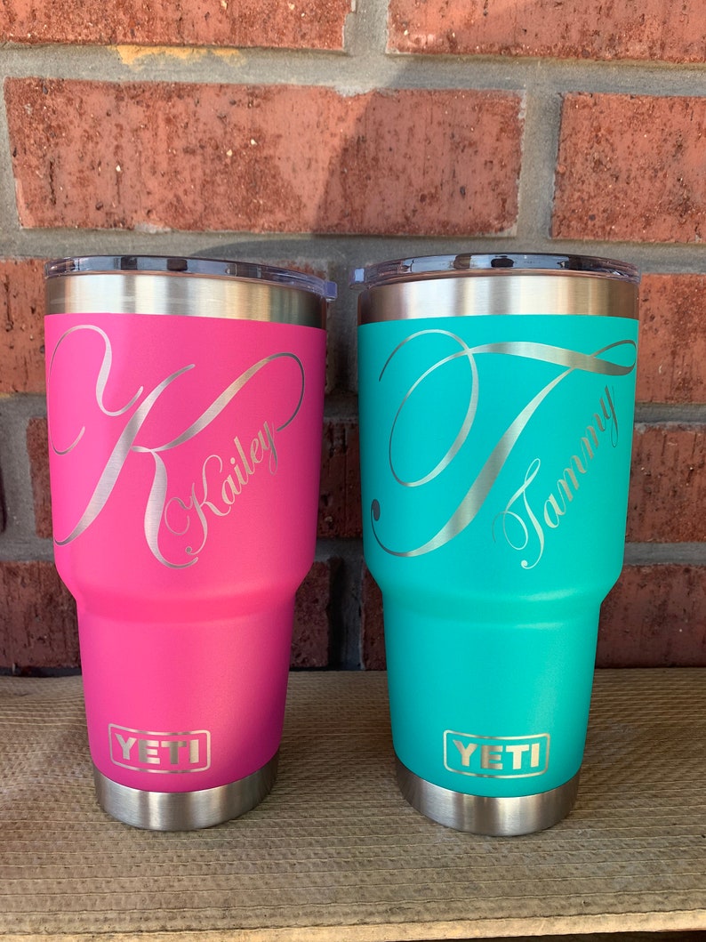 Pre-Coated YETI with laser engraved monogram or image 