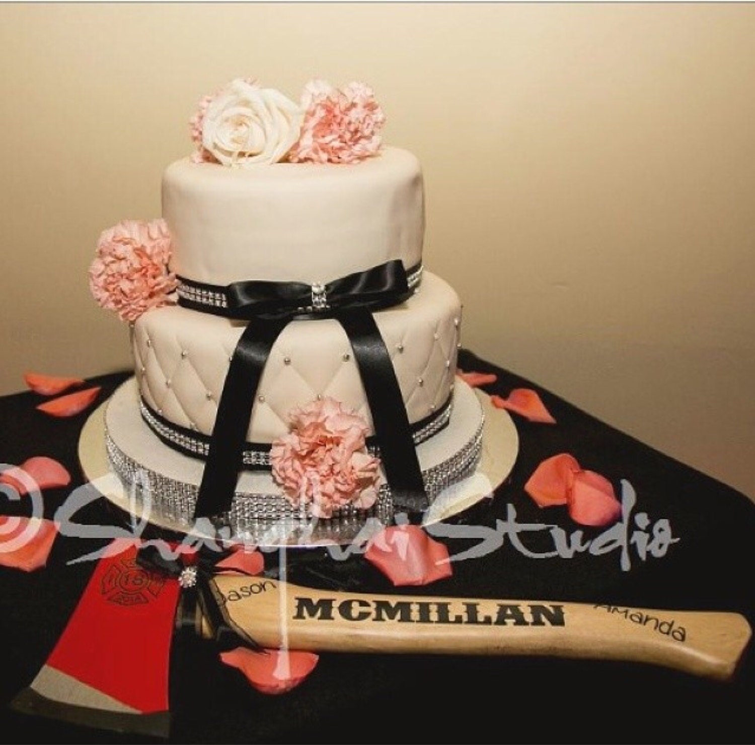 Firefighter wedding cake cutting axe personalized with wedding date a…
