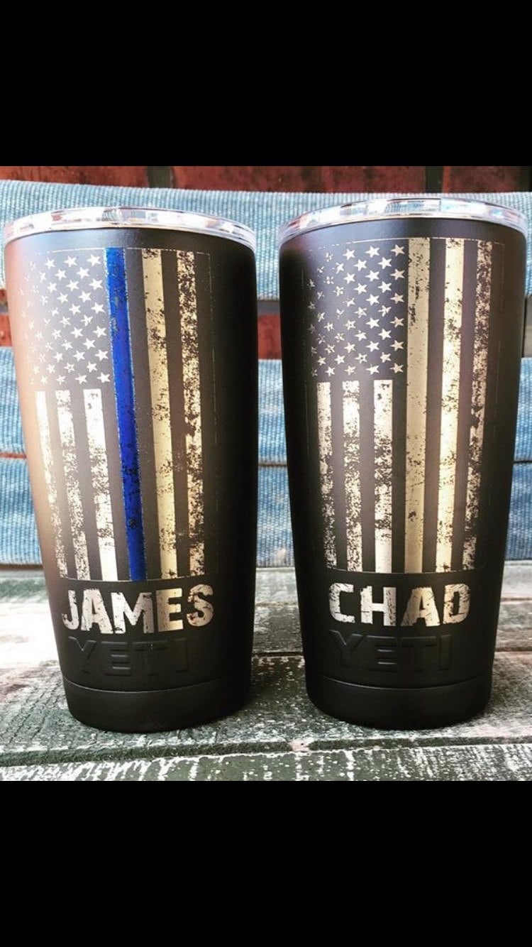 Distressed Thin Line powder coated stainless steel cup