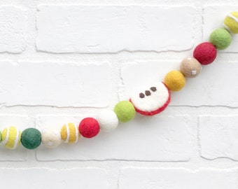 Apple Orchard Felt Pom Bunting | Fall Harvest Felt Ball Garland