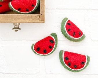 Felt Watermelon | Spring Summertime Fruit | Red Vase Filler, Table Scatter, Tiered Tray Decor