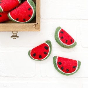 Felt Watermelon | Spring Summertime Fruit | Red Vase Filler, Table Scatter, Tiered Tray Decor