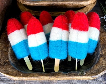 Felt Bomb Pops | 4th of July Independence Day Holiday Decor | Red White Blue Popsicle, Table Scatter, Tiered Tray Decor