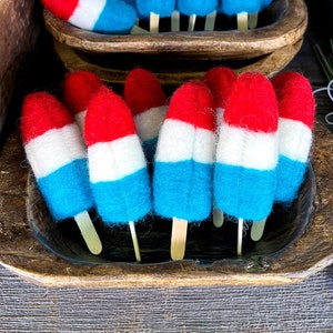 Felt Bomb Pops | 4th of July Independence Day Holiday Decor | Red White Blue Popsicle, Table Scatter, Tiered Tray Decor