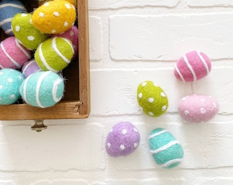 Felt Easter Eggs 3cm | Springtime Easter Vase Filler, Table Scatter, Tiered Tray Decor | 100% Wool Felt
