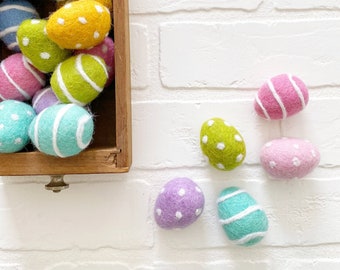 Felt Easter Eggs 3cm | Springtime Easter Vase Filler, Table Scatter, Tiered Tray Decor | 100% Wool Felt