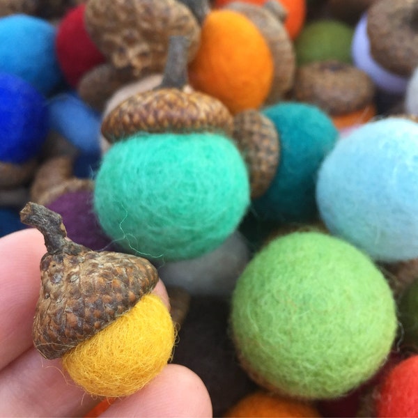 READY TO SHIP Grab Bags! 10 Pack of Felt Pom Acorns | Fall Decor, Vase Filler