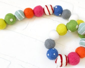 Just Joobilee Felt Pom Bunting | Brightly Colored Whimsical Felt Ball Garland