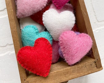 Mix + Match Stitched Felt Hearts | Valentines Day Love Decor | Vase Filler, Table Scatter, Tiered Tray Decor