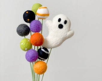 Pom Cluster | Spooky Sight Pom Flower Bouquet | Halloween Ghost Tiered Tray Decor