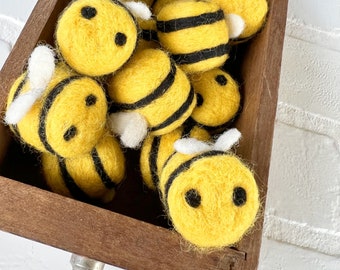 Felt Bumblebee | Spring Summer Decor | Yellow Bee Vase Filler, Table Scatter, Tiered Tray Decor