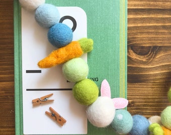 Peter Rabbit Felt Pom Bunting | Muted Easter Springtime Felt Ball Garland