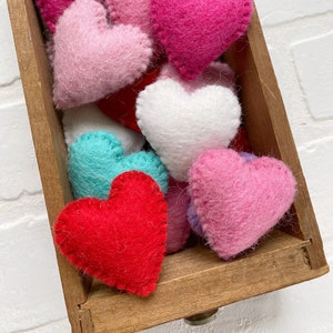 Mix + Match Stitched Felt Hearts | Valentines Day Love Decor | Vase Filler, Table Scatter, Tiered Tray Decor