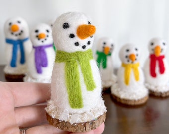 Felt Snowmen Scene | Decor with Felt Snowman and Snow | Winter Holiday Tiered Tray Decor