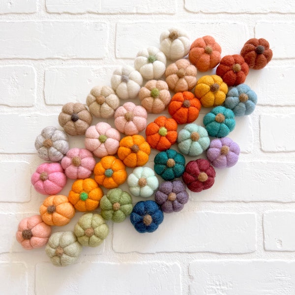 Mix + Match Small Felt Pumpkins | Fall Decor | Vase Filler, Table Scatter, Tiered Tray Decor