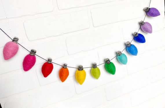 Lite Brite Bulbs 2.0 with Purples Felt Pom Bunting Whimsical