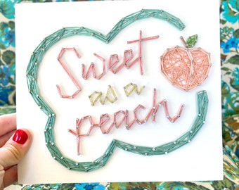 READY TO SHIP String Art Sweet as a Peach Single Line Strung Sign