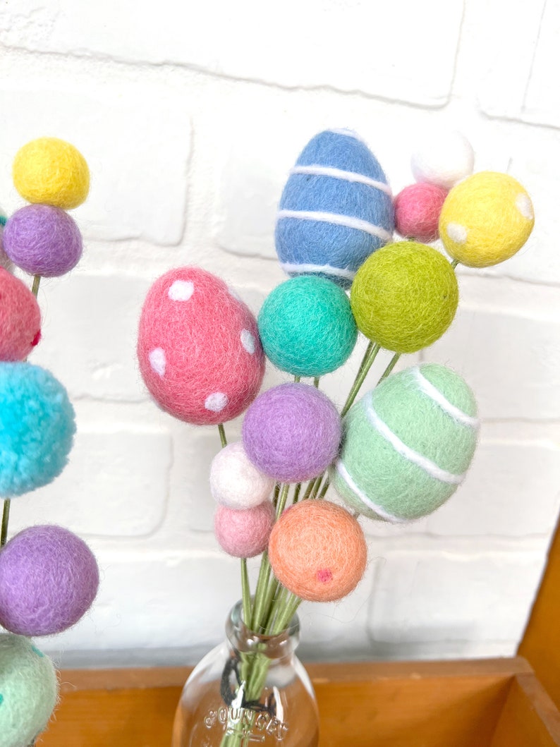 Pom Cluster Hatch You Later Easter Egg Springtime Pom Flower Bouquet image 2