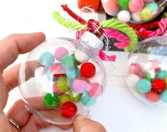 Christmas Party Hop Shatterproof Felt Pom Shaker Christmas Ornament | Whimsical Holiday Decor | Secret Santa Gift, Gift for Teacher