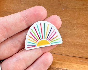 Itty Bitty Rainbow Sunshine Vinyl Sticker | Colorful Laptop and Water Bottle Sticker Decal