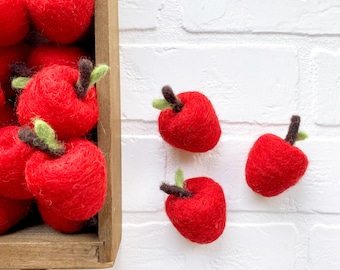 Felt Apple | Back To School Tiered Tray Decor | Fall Autumn Vase Filler, Table Scatter