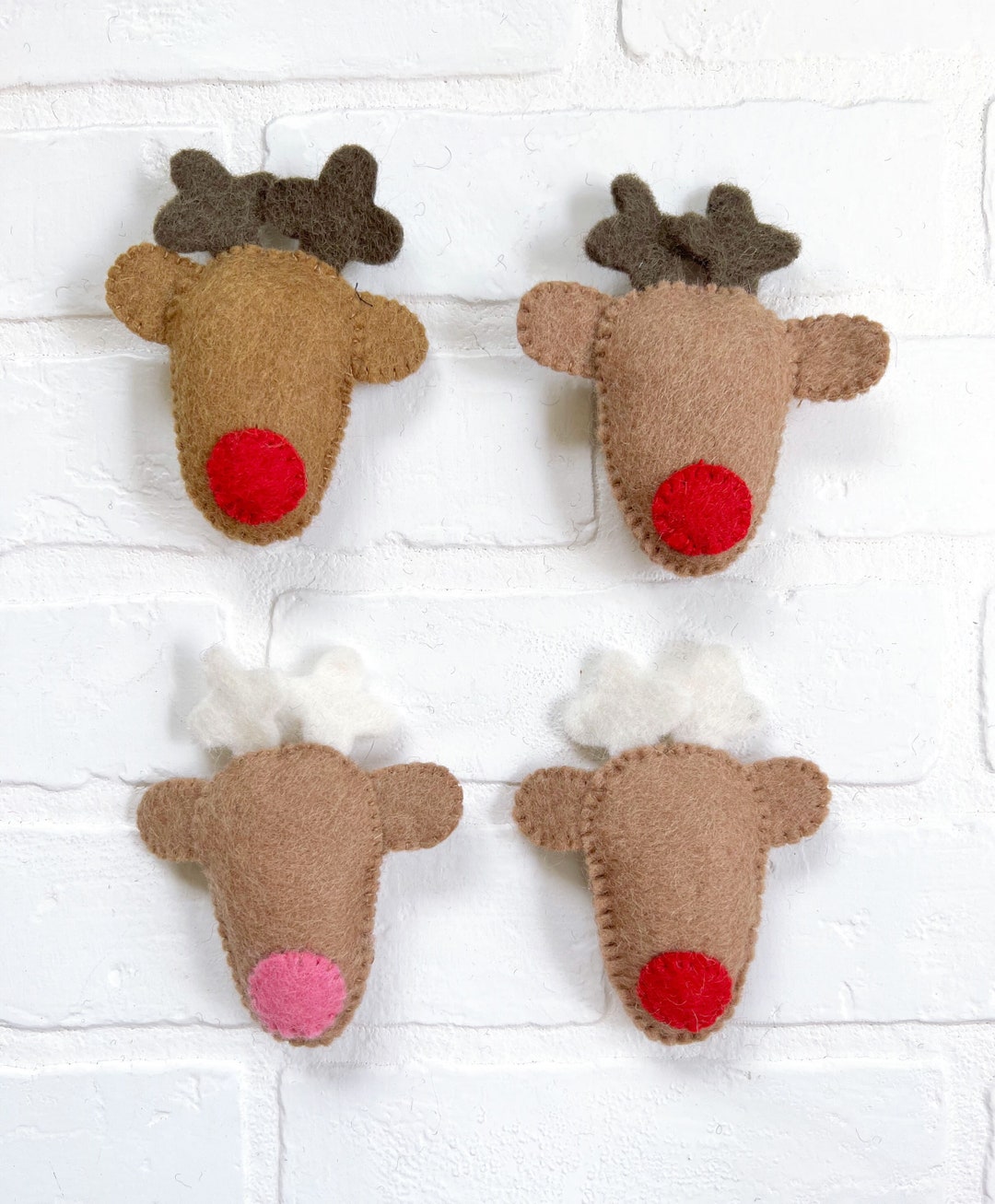 Mix Match Stitched Felt Reindeer Head Winter Holiday Etsy