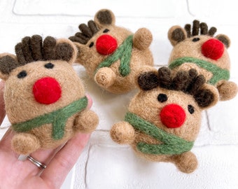 Felt Rudolph Reindeer | Christmas Holiday Decor | Vase Filler, Table Scatter, Tiered Tray Decor