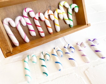 Mix + Match Felt Candy Canes | Winter Holiday Christmas Decor | Vase Filler, Table Scatter, Tiered Tray Decor