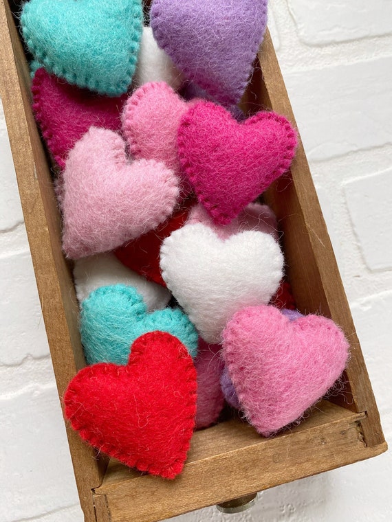 Mix Match Stitched Felt Hearts Valentines Day Love Decor Vase