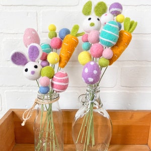 Pom Cluster Eggstra Special Easter Bunny and Egg Springtime Pom Flower Bouquet 4 Color Options Available image 4