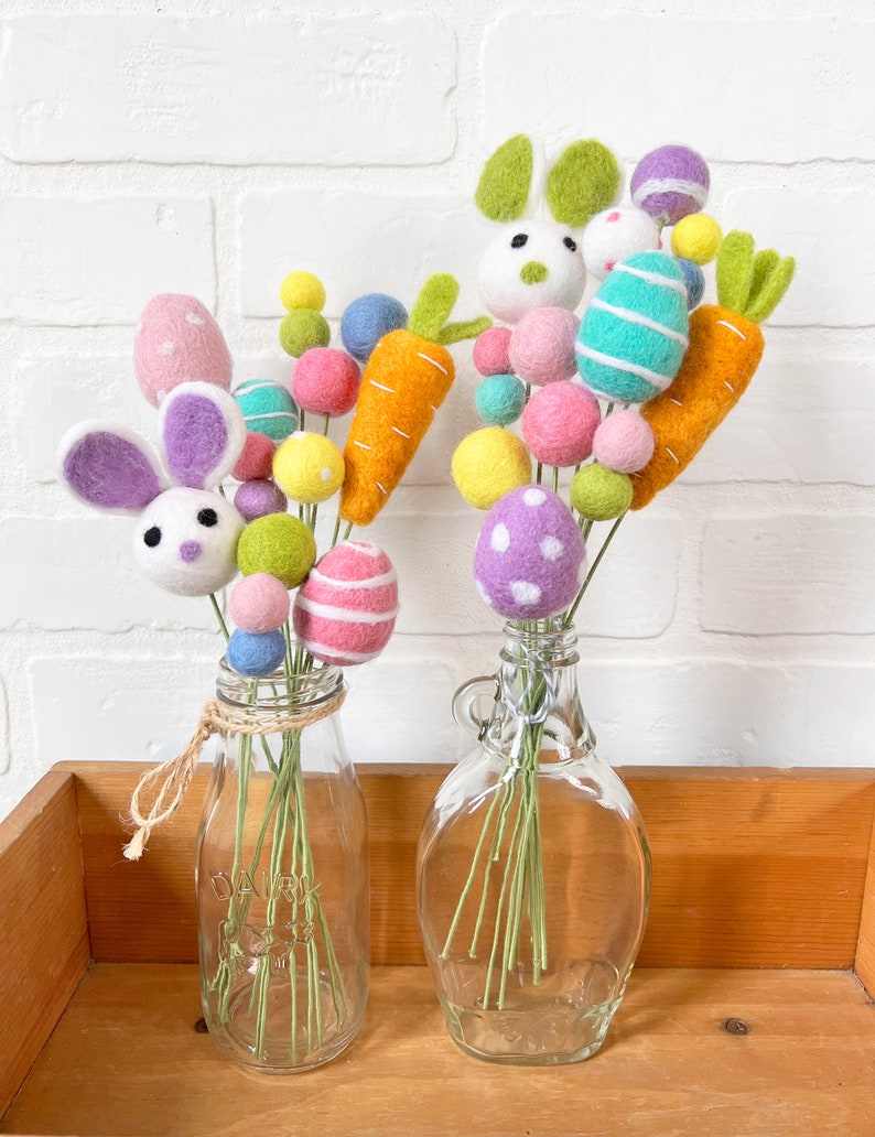 Pom Cluster Eggstra Special Easter Bunny and Egg Springtime Pom Flower Bouquet 4 Color Options Available image 4