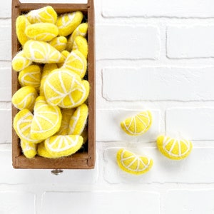 Felt Lemon Spring Summertime Fruit Yellow Vase Filler, Table Scatter, Tiered Tray Decor image 1