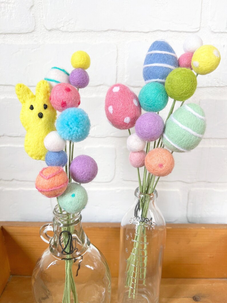 Pom Cluster Hatch You Later Easter Egg Springtime Pom Flower Bouquet image 1