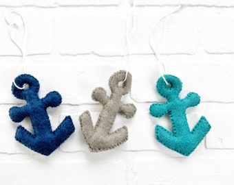 Mix + Match Stitched Felt Anchors | Nautical Beach Nursery Decor | Vase Filler, Table Scatter, Tiered Tray Decor