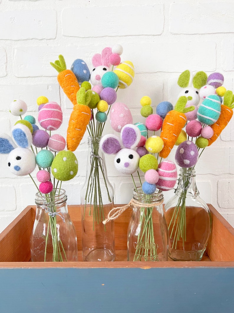 Pom Cluster Eggstra Special Easter Bunny and Egg Springtime Pom Flower Bouquet 4 Color Options Available image 6