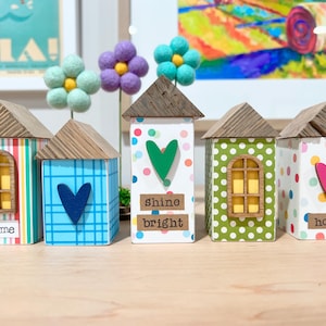 Honaker Home Village / Casas de madera hechas a mano / Múltiples diseños disponibles / Decoración de bandejas escalonadas