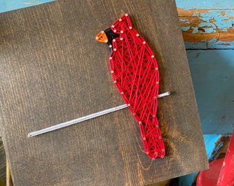 READY TO SHIP String Art Single Cardinal on a Wire Sign