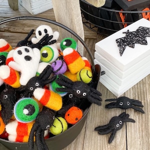 Mix and Match Halloween Polka Dot Swirl Specialty 2.5cm Felt Balls 1 Inch Diameter 100% Wool Poms DIY Garland Bunting Mantle Decor image 4