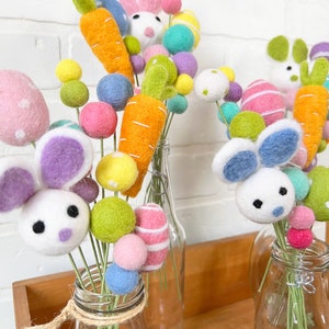 Pom Cluster Eggstra Special Easter Bunny and Egg Springtime Pom Flower Bouquet 4 Color Options Available image 9
