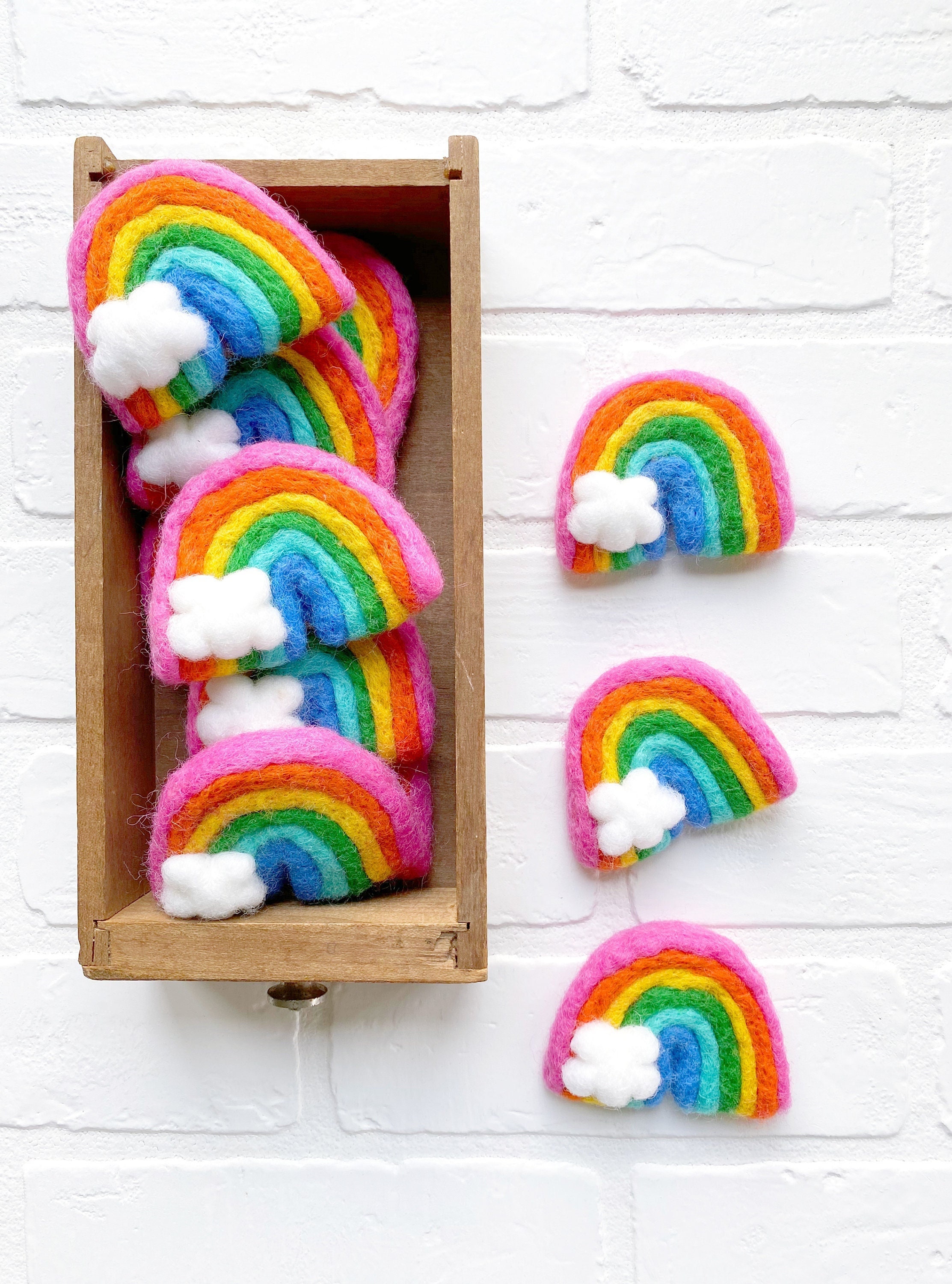 Feeling Fancy Felt Rainbow | Bright Colorful Vase Filler, Table Scatter, Tiered Tray Decor
