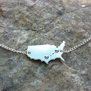 Long Distance Relationship Bracelet, Custom Country Jewelry, Long Distance USA bracelet - Customize Your Locations