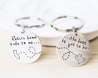 Long Distance Love State Keychain Set - Personalized, Choose Your States, California keychain, Texas Keychain, Customized