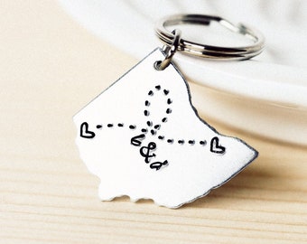 USA Keychain, State Keychain, Long Distance Relationship Keychain, BFF going away gift