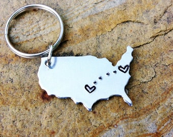 Going Away Gift - PERSONALIZED CITY - STATE - Long Distance Relationship Keychain_#STATEtrl